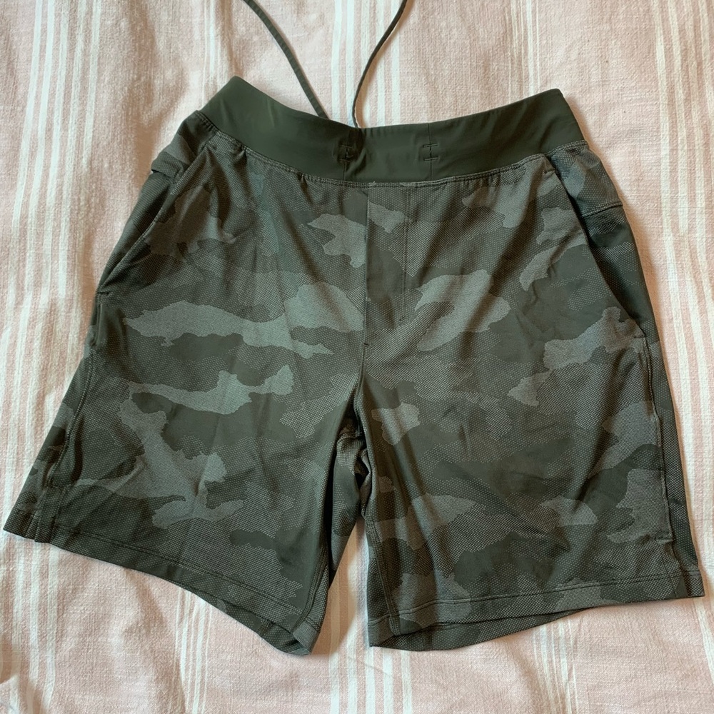 Lululemon Men’s Green Camouflage T.H.E. Athletic Shorts